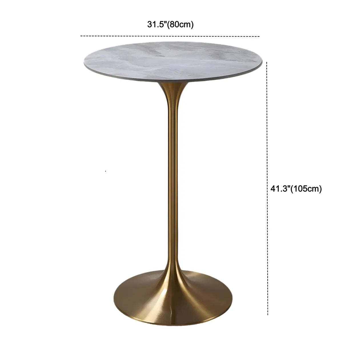 Modern Small Round Gold-Base Bar Table