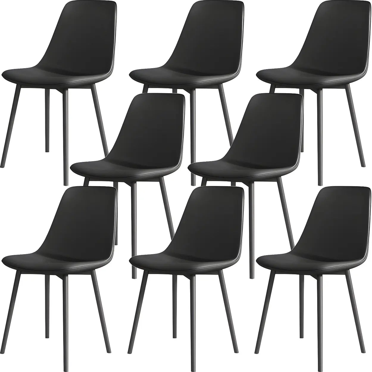 Modern Solid Back PU Leather Dining Chair — Green / 1 Piece
