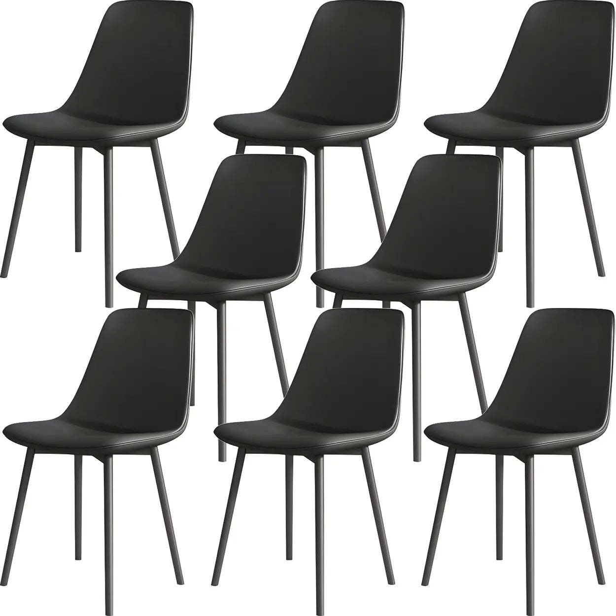 Modern Solid Back PU Leather Dining Chair — Green / 1 Piece
