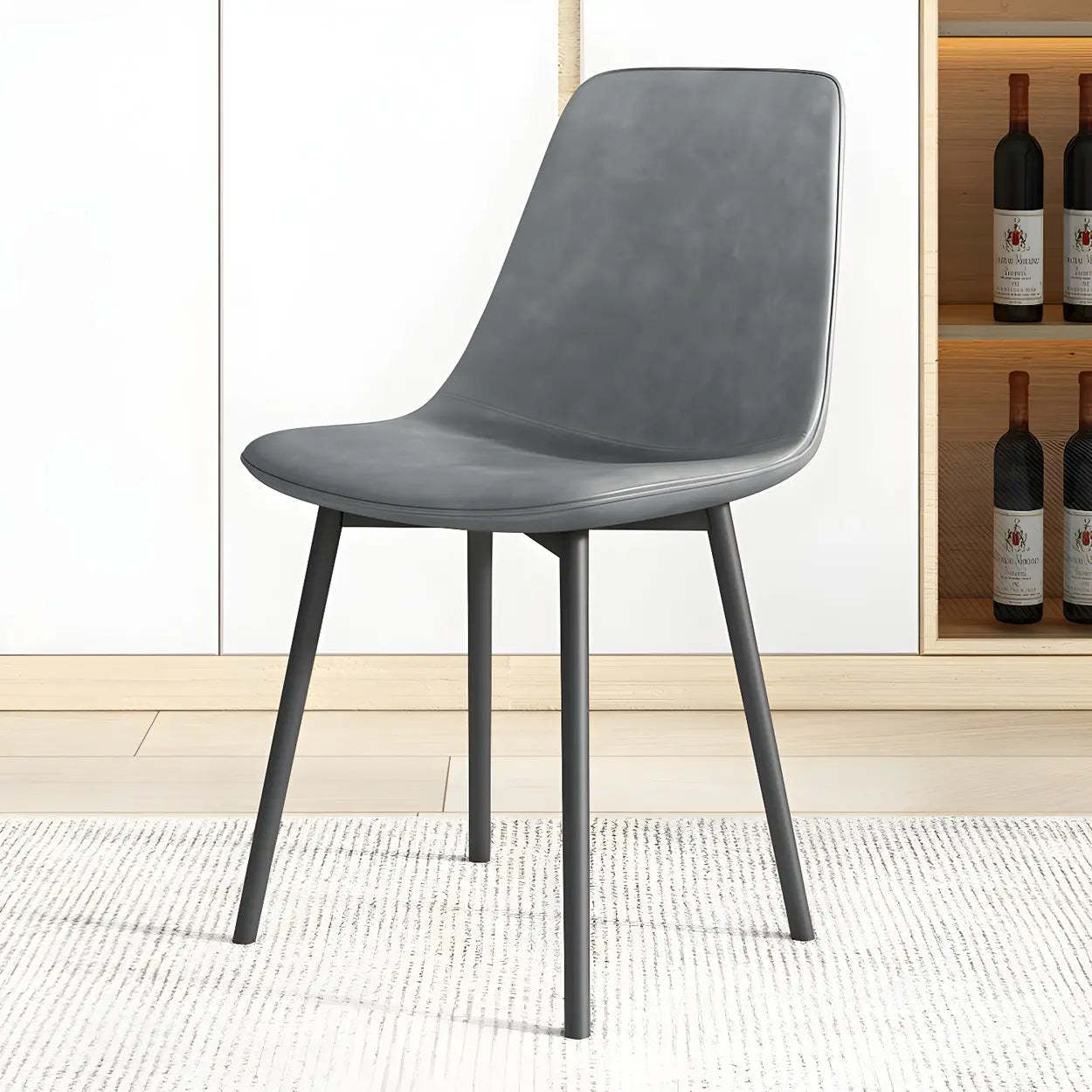 Modern Solid Back PU Leather Dining Chair — Green / 8 Piece Set