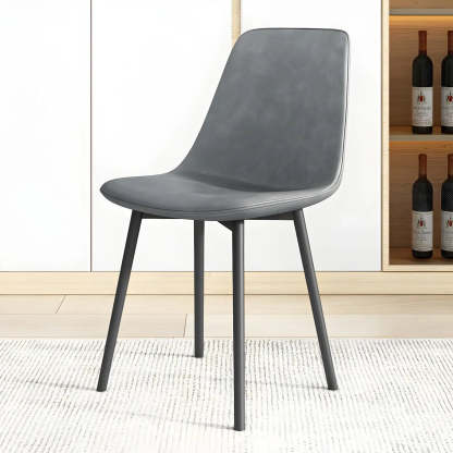 Modern Solid Back PU Leather Dining Chair — Green / 8 Piece Set