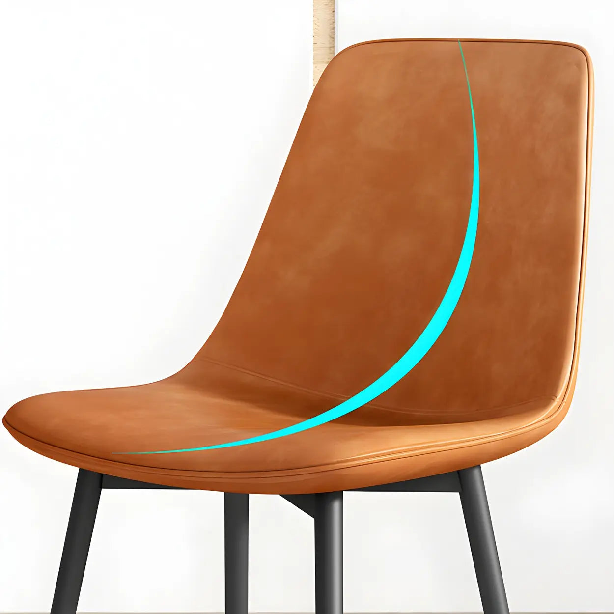 Modern Solid Back PU Leather Dining Chair — Orange / 1 Piece