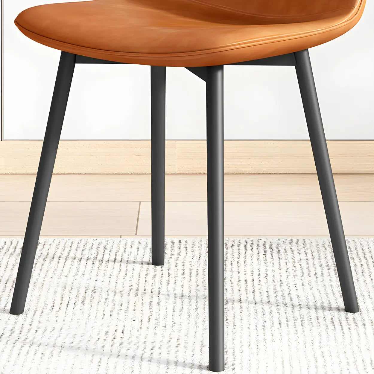 Modern Solid Back PU Leather Dining Chair — Dark Gray / 8 Piece Set