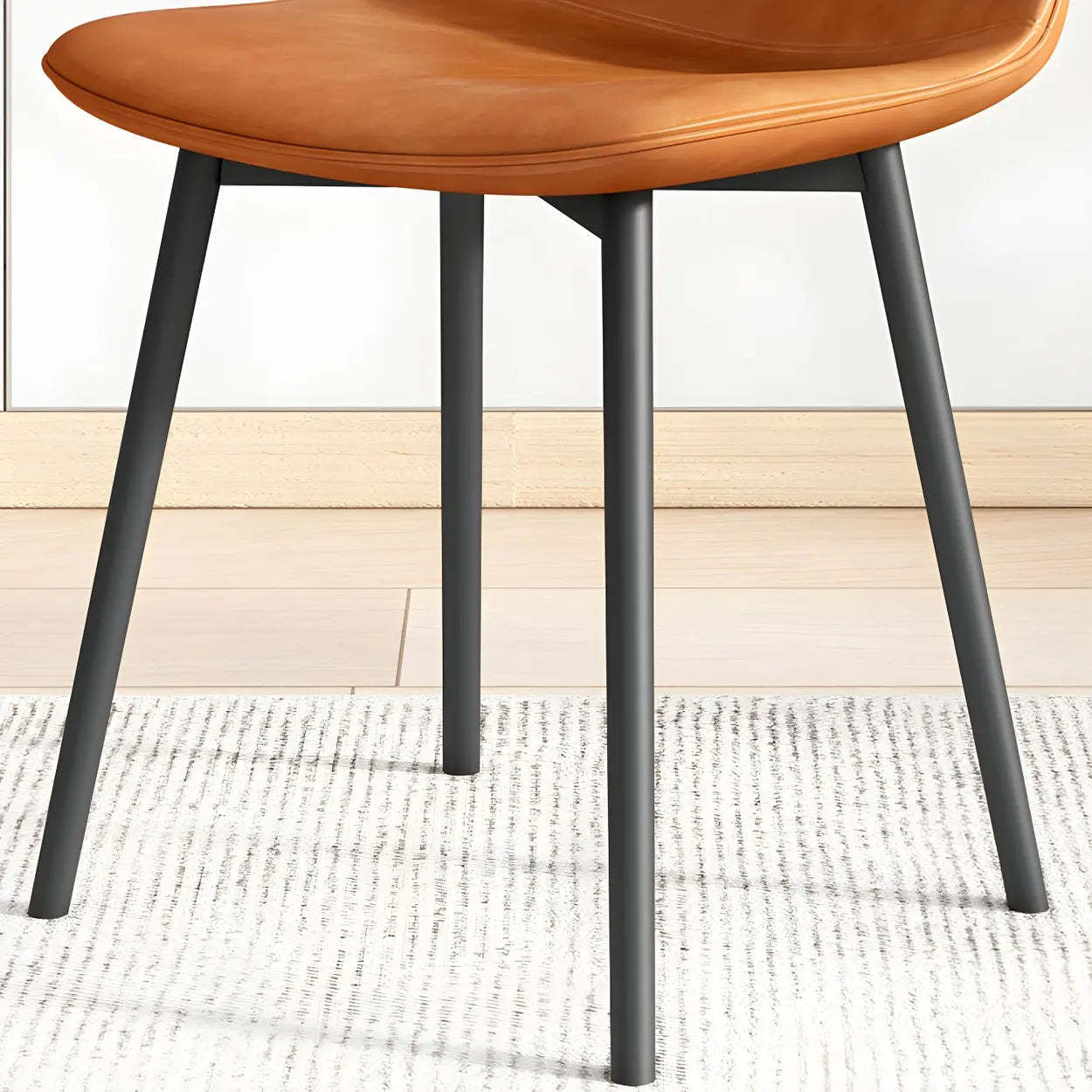 Modern Solid Back PU Leather Dining Chair — Dark Gray / 8 Piece Set