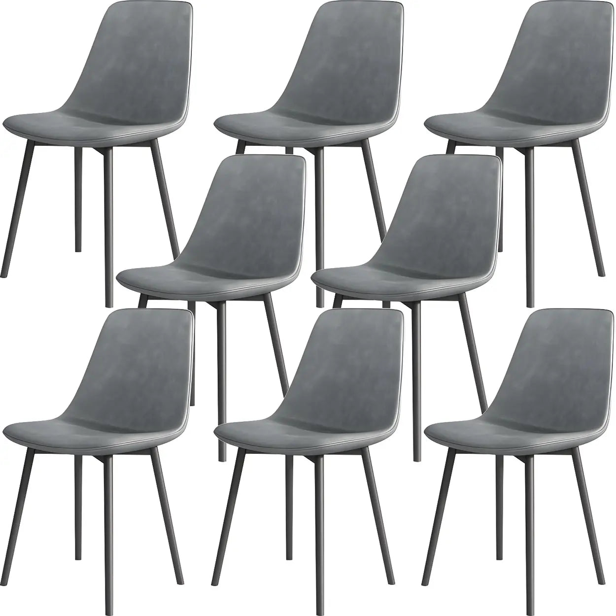 Modern Solid Back PU Leather Dining Chair — Light Gray / 1 Piece
