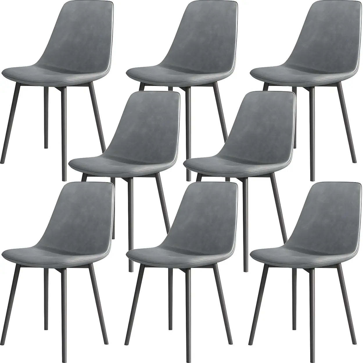 Modern Solid Back PU Leather Dining Chair — Light Gray / 1 Piece