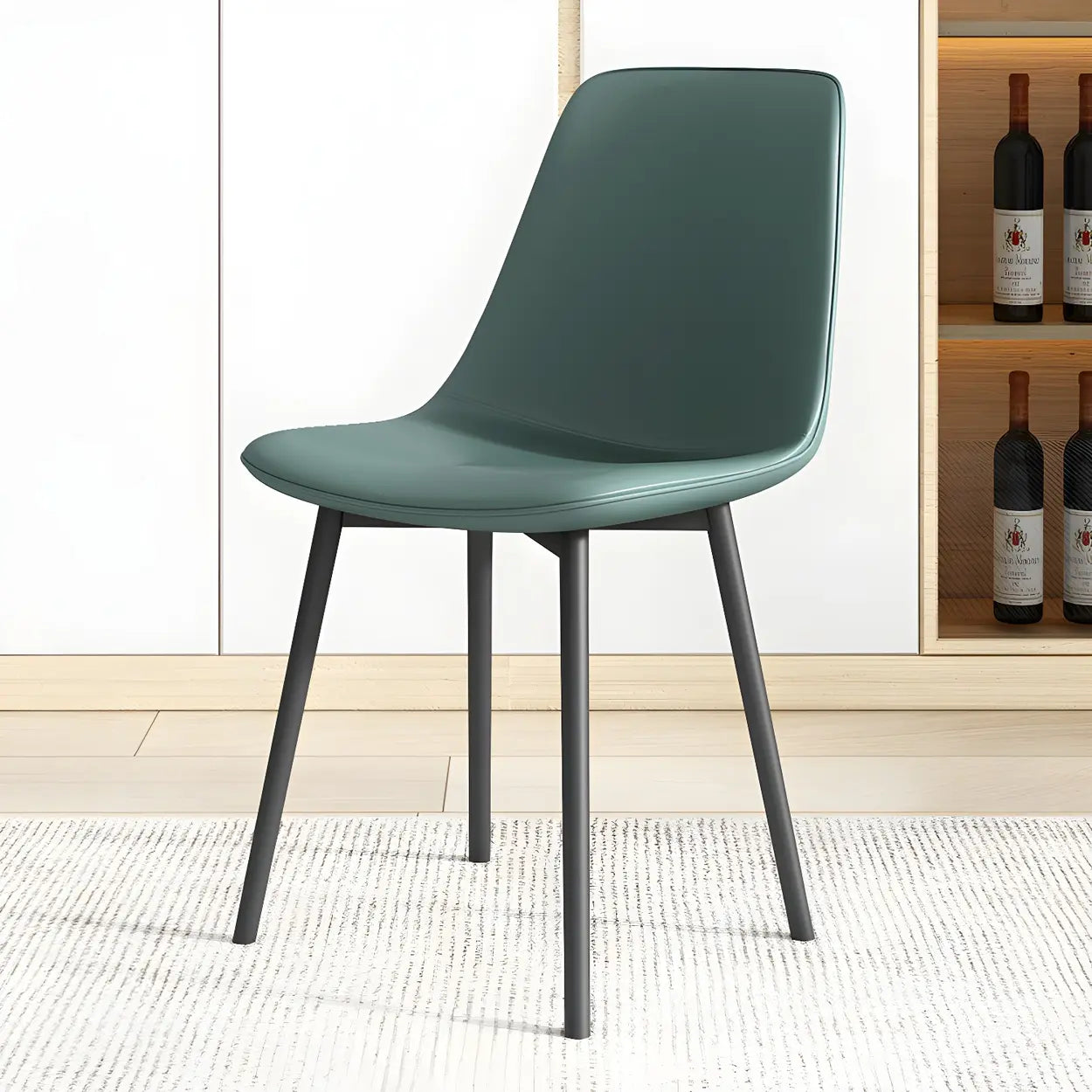 Modern Solid Back PU Leather Dining Chair — Light Gray / 8 Piece Set