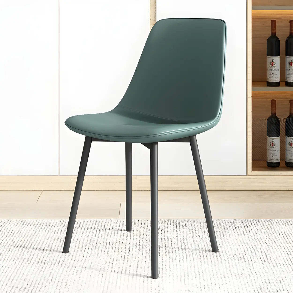 Modern Solid Back PU Leather Dining Chair — Light Gray / 8 Piece Set