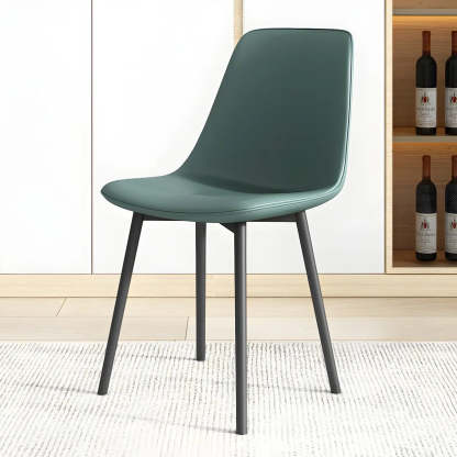 Modern Solid Back PU Leather Dining Chair — Light Gray / 8 Piece Set
