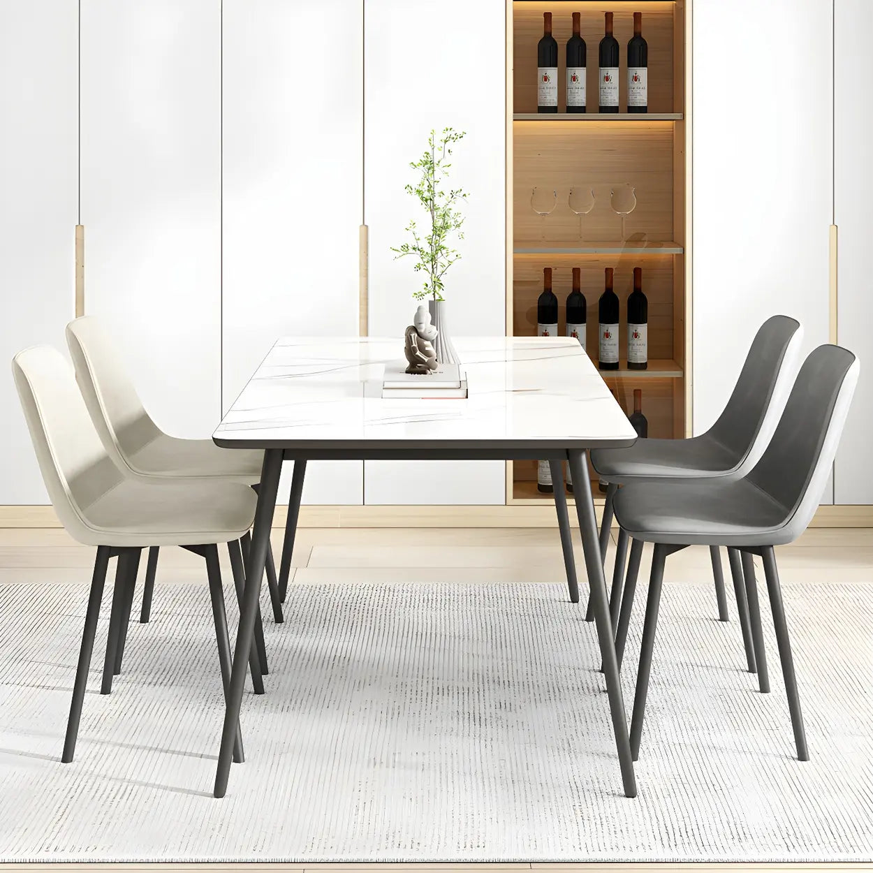 Modern Solid Back PU Leather Dining Chair
