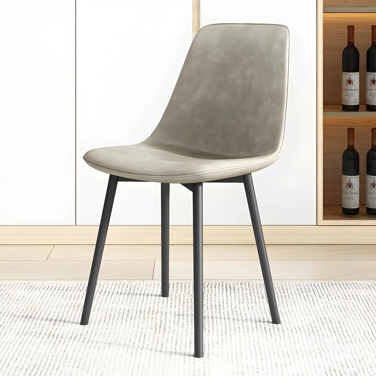 Modern Solid Back PU Leather Dining Chair