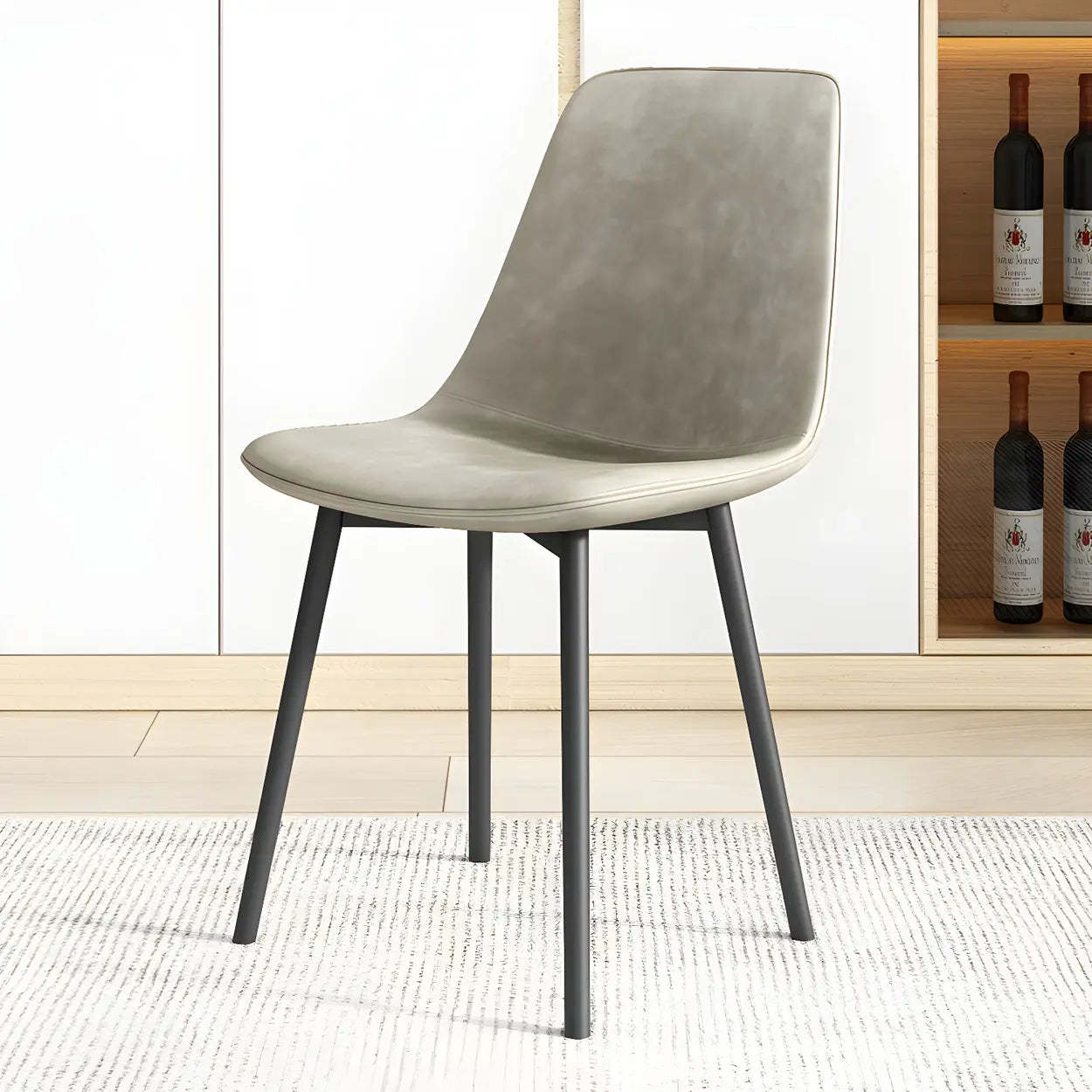Modern Solid Back PU Leather Dining Chair