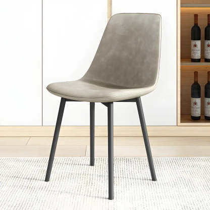 Modern Solid Back PU Leather Dining Chair