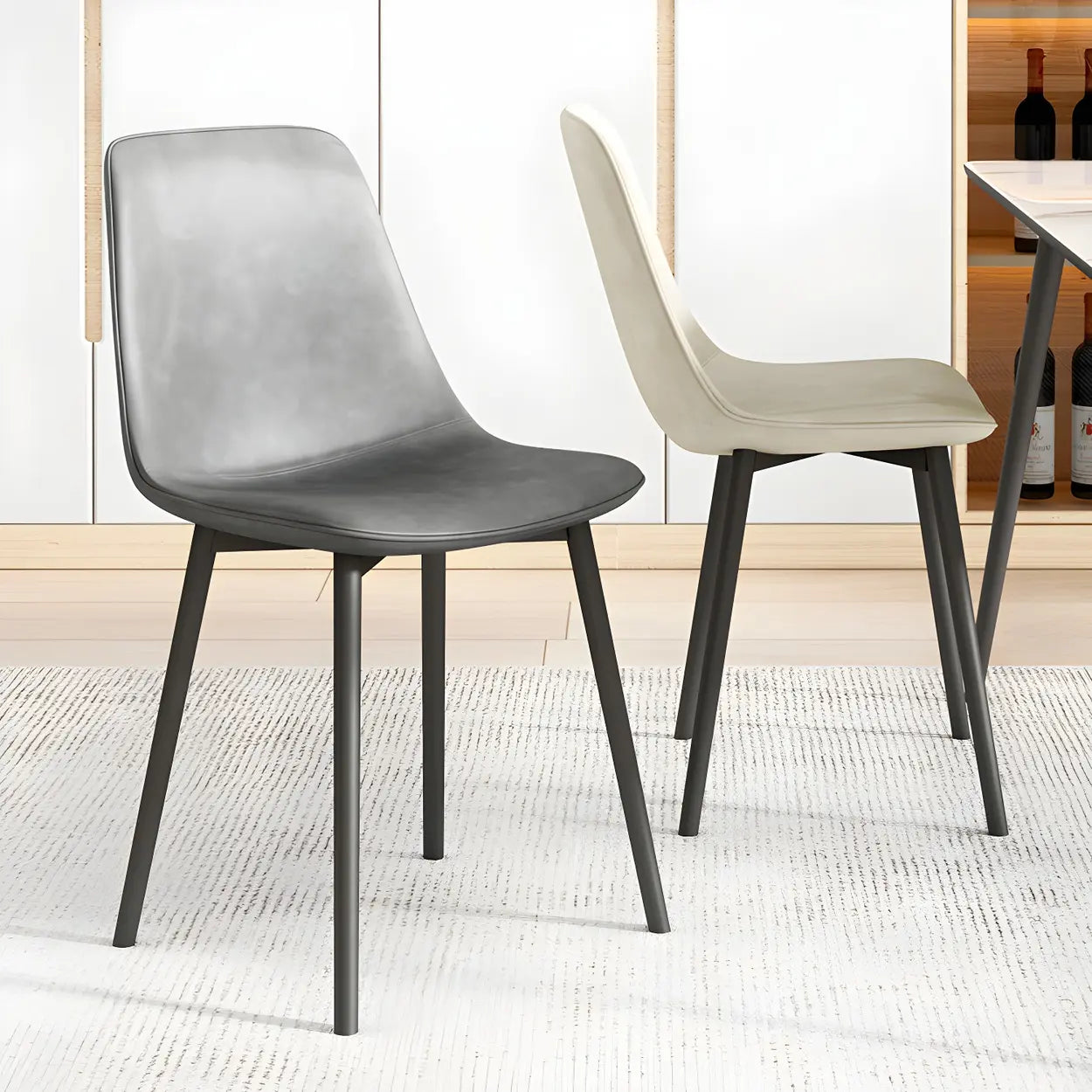Modern Solid Back PU Leather Dining Chair