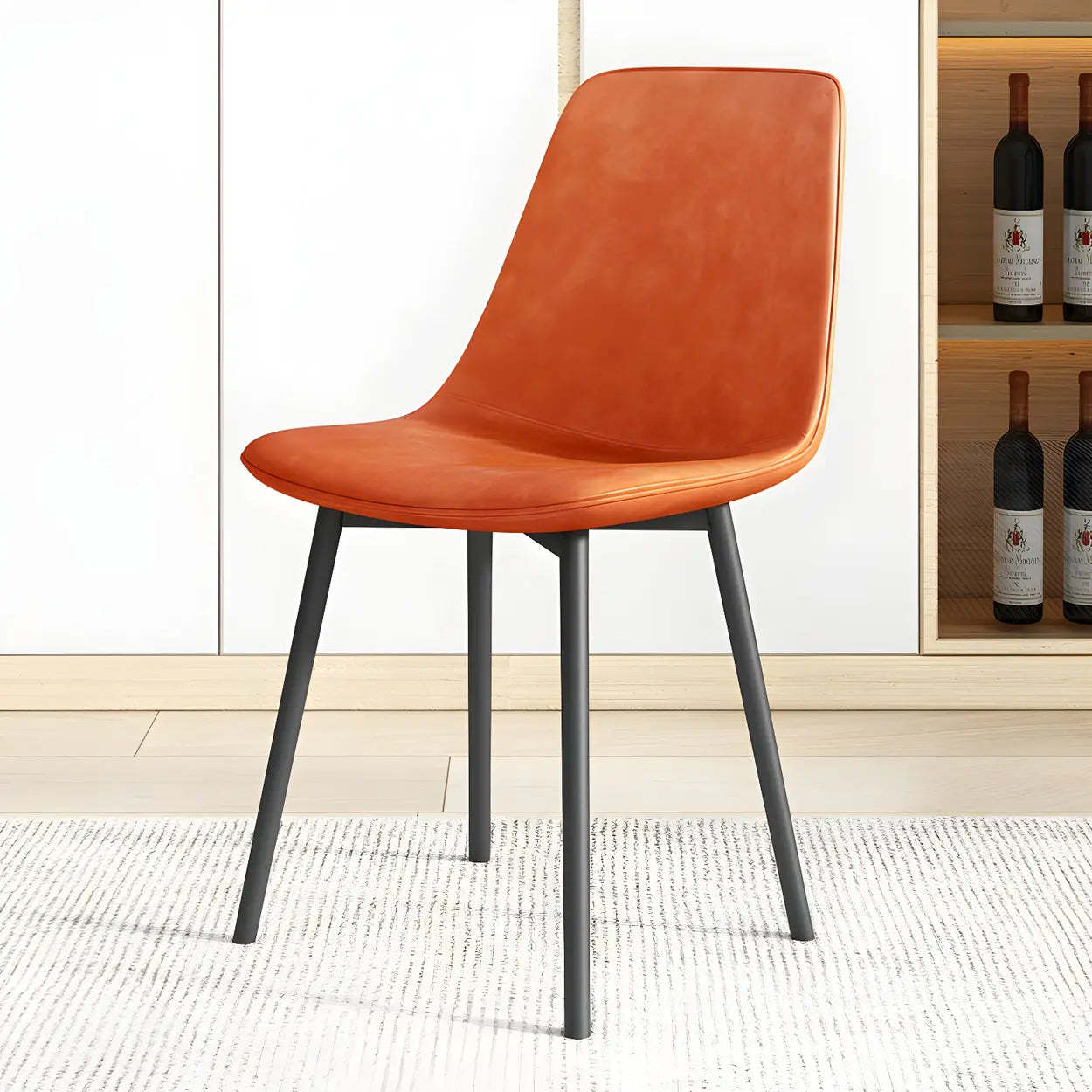 Modern Solid Back PU Leather Dining Chair