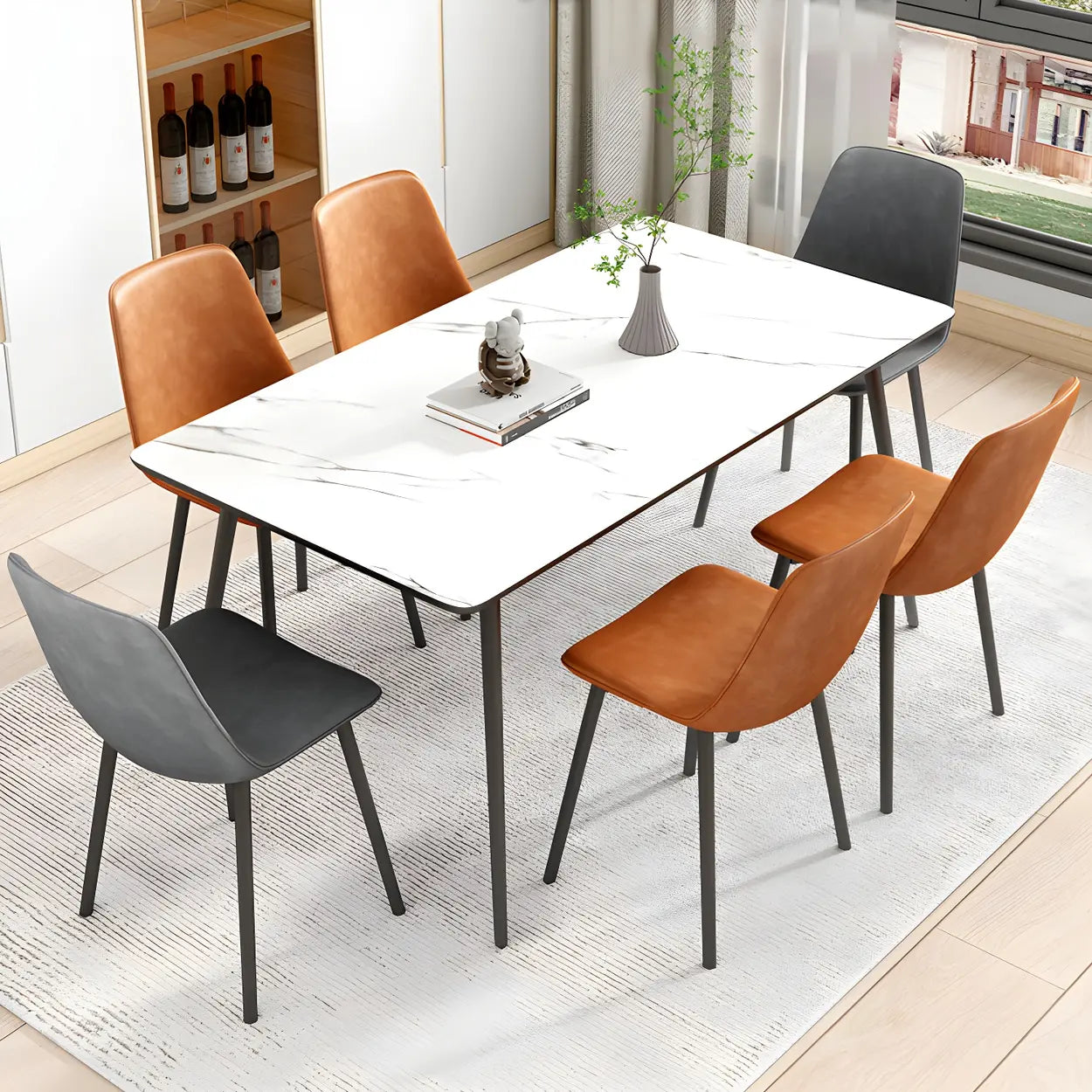 Modern Solid Back PU Leather Dining Chair