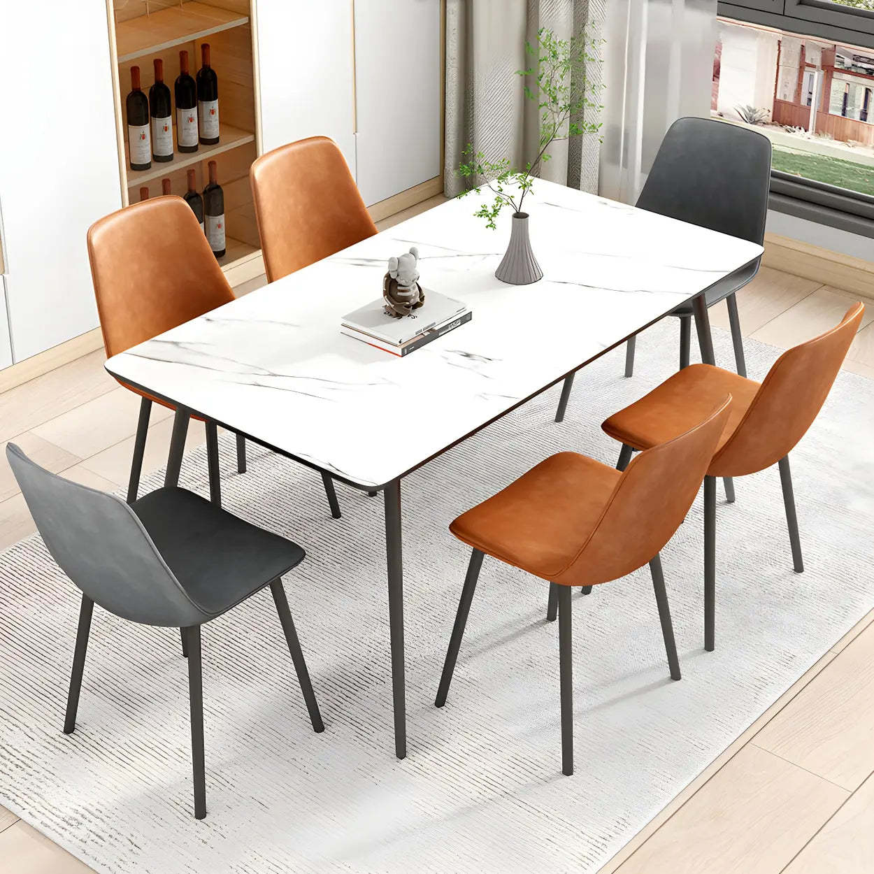 Modern Solid Back PU Leather Dining Chair