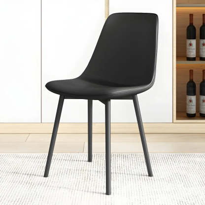 Modern Solid Back PU Leather Dining Chair — Black / 8 Piece Set