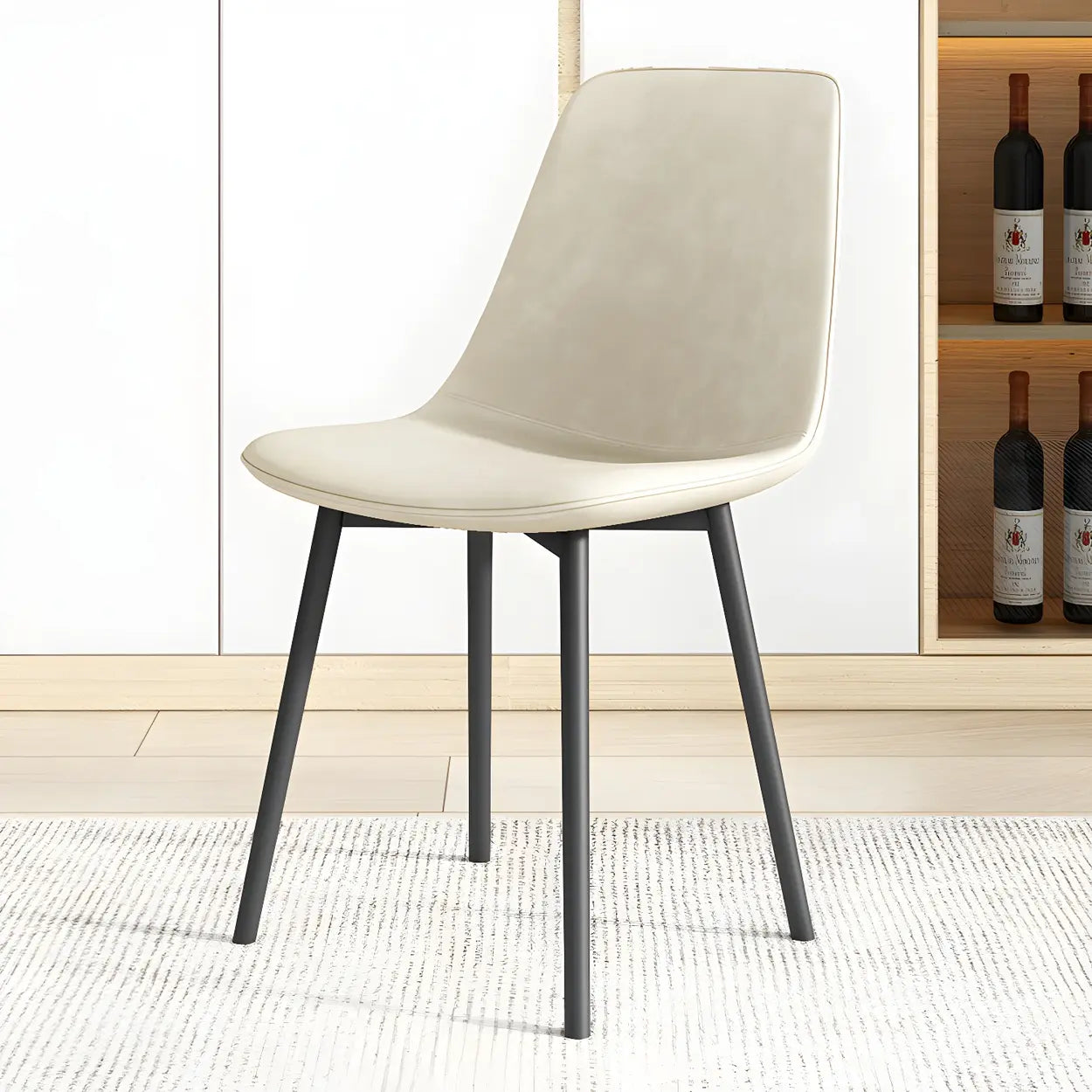 Modern Solid Back PU Leather Dining Chair