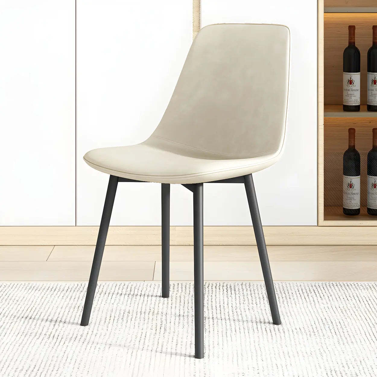 Modern Solid Back PU Leather Dining Chair