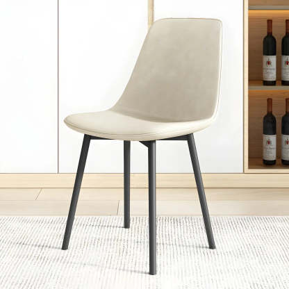 Modern Solid Back PU Leather Dining Chair