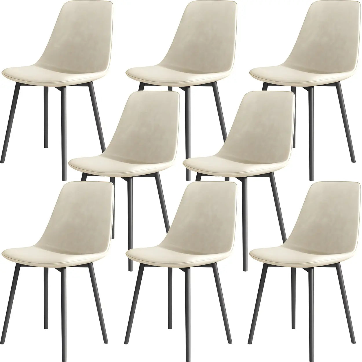 Modern Solid Back PU Leather Dining Chair