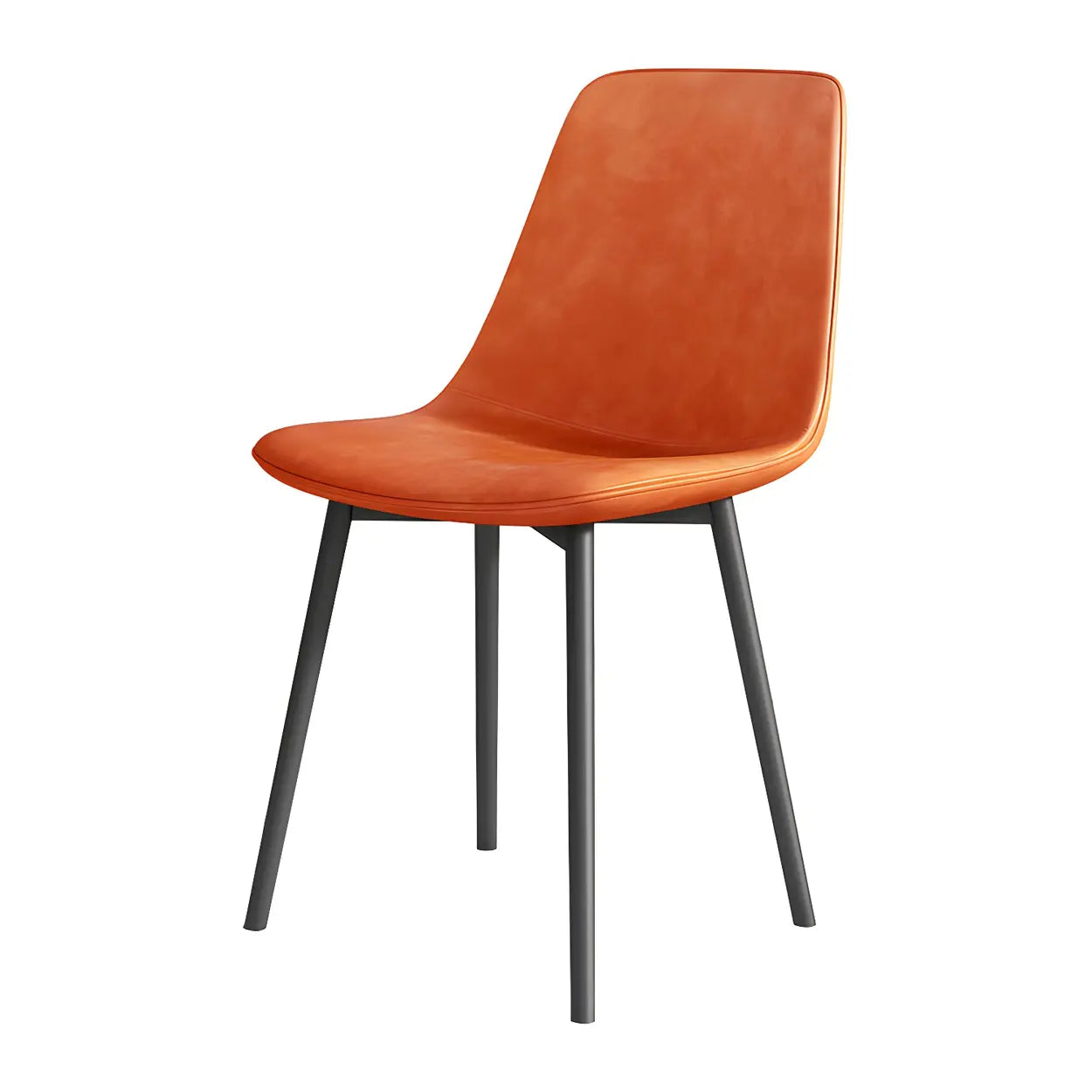 Modern Solid Back PU Leather Dining Chair — Khaki / 8 Piece Set