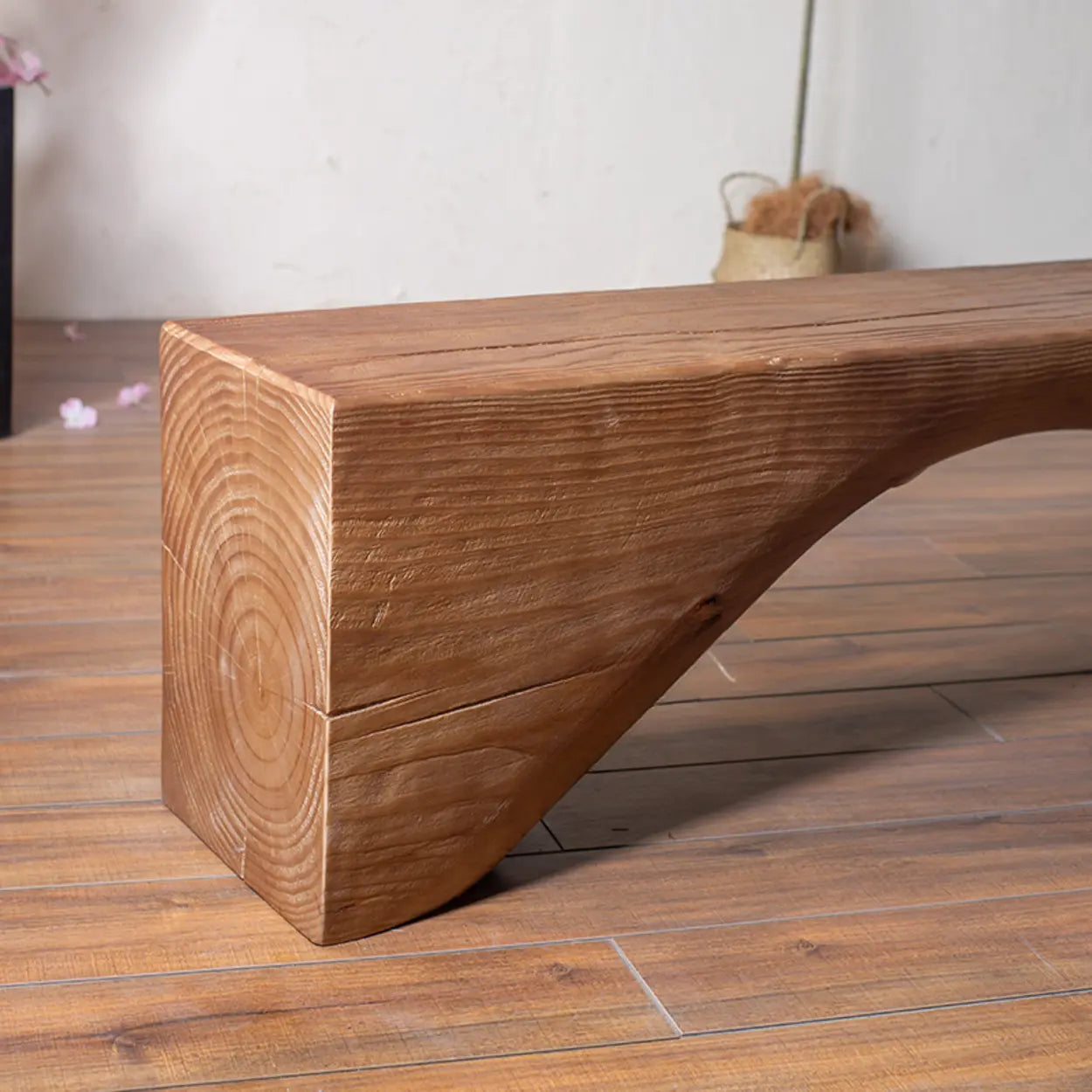 Modern Solid Wood Wave Bench — Vintage Color / Double Arch