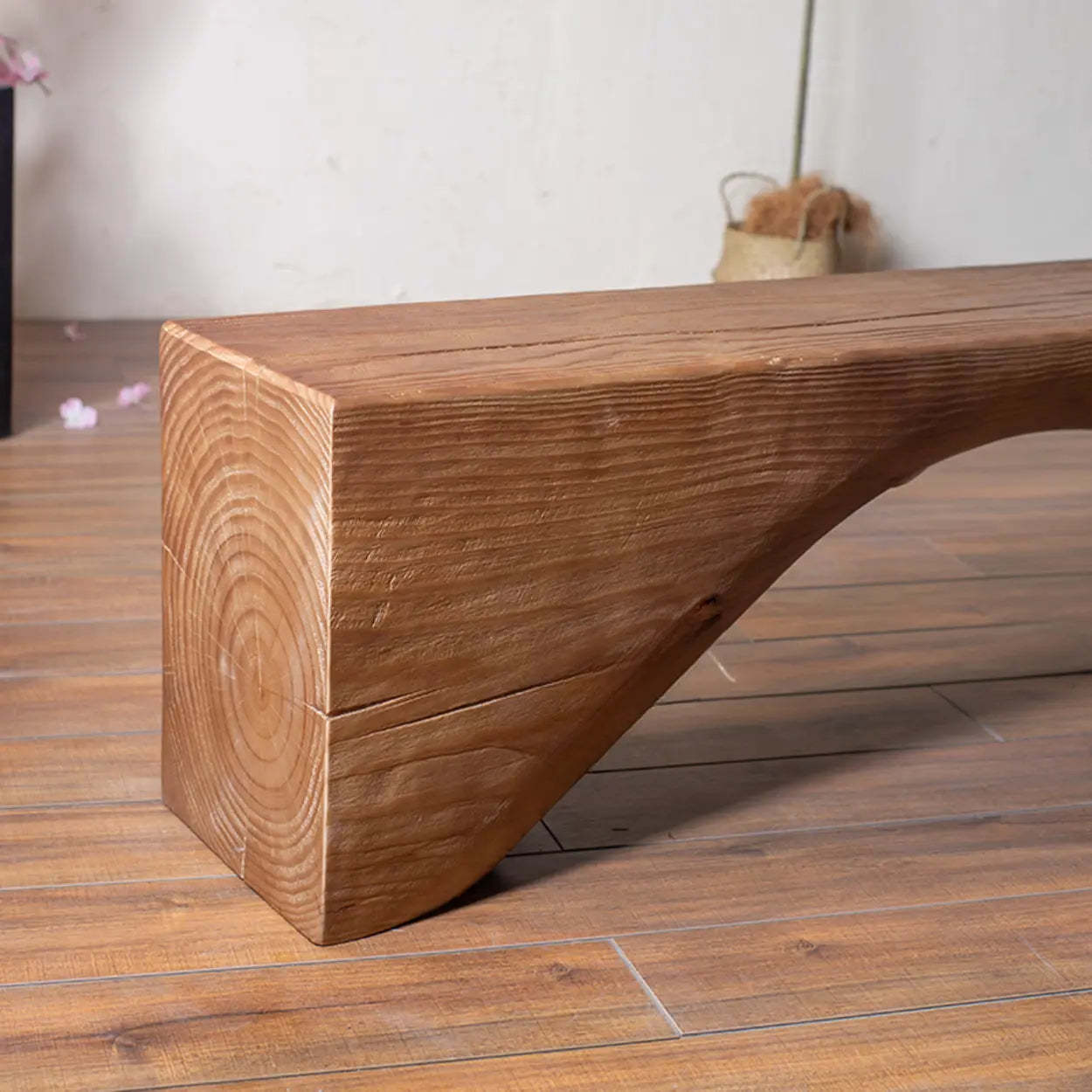 Modern Solid Wood Wave Bench — Vintage Color / Double Arch