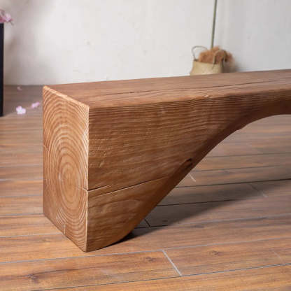 Modern Solid Wood Wave Bench — Vintage Color / Double Arch
