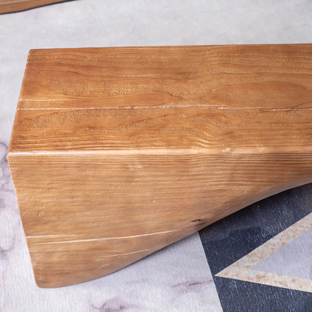 Modern Solid Wood Wave Bench — Natural / Double Arch