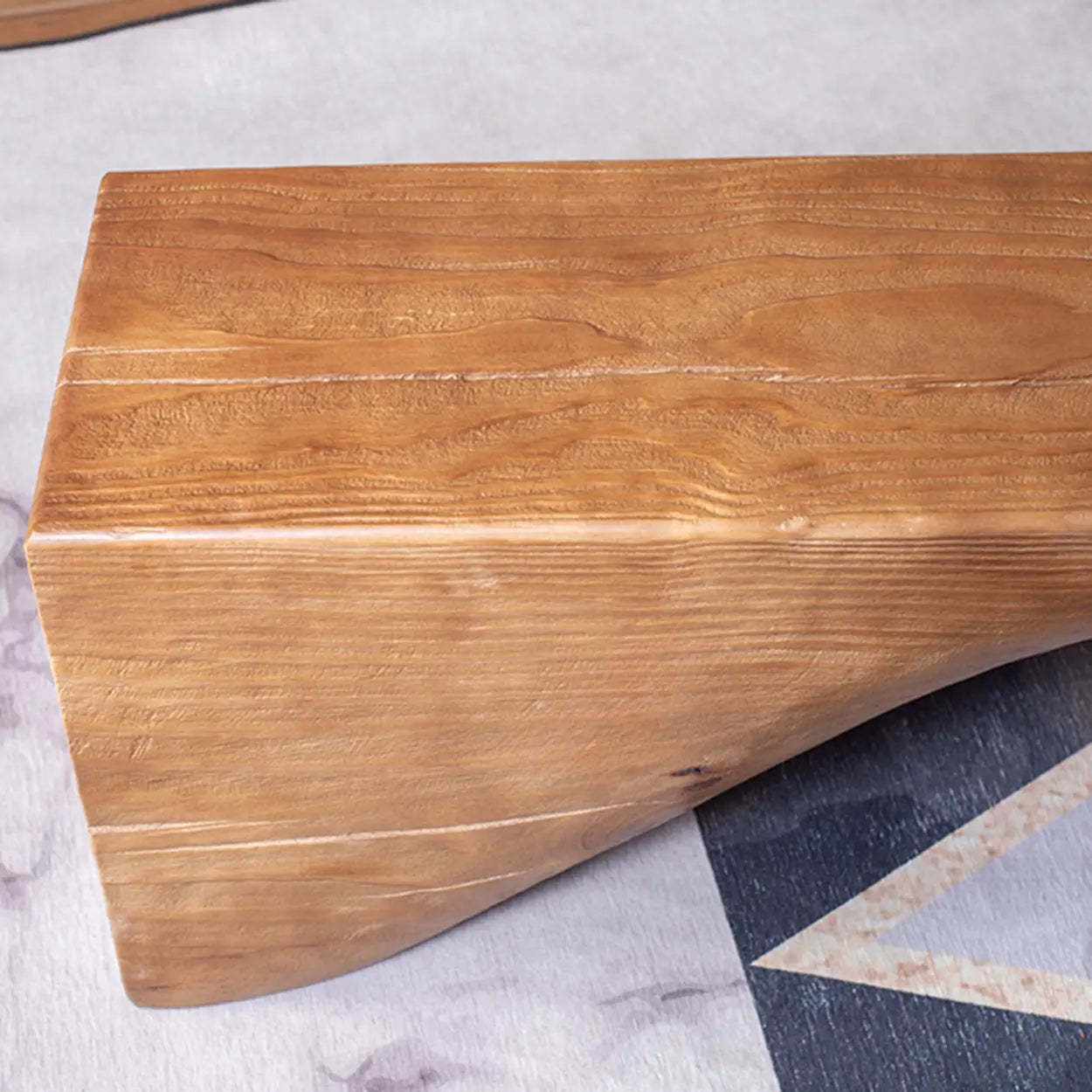 Modern Solid Wood Wave Bench — Natural / Double Arch