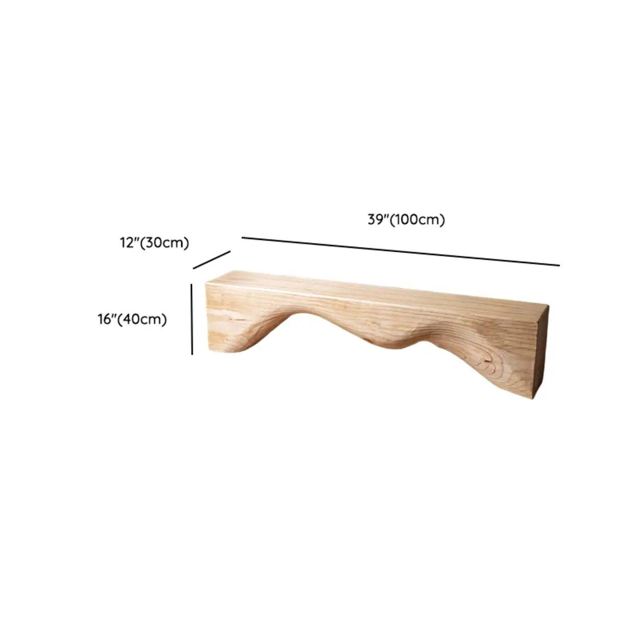 Modern Solid Wood Wave Bench — Natural / Double Arch
