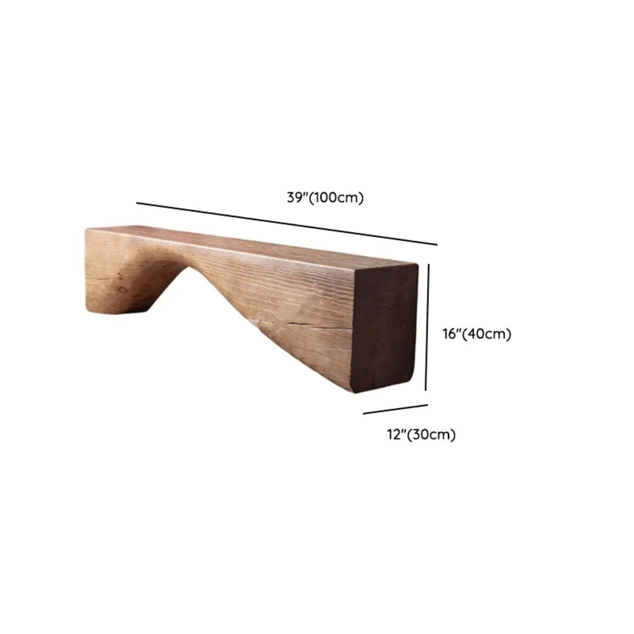 Modern Solid Wood Wave Bench — Natural / Single Arch