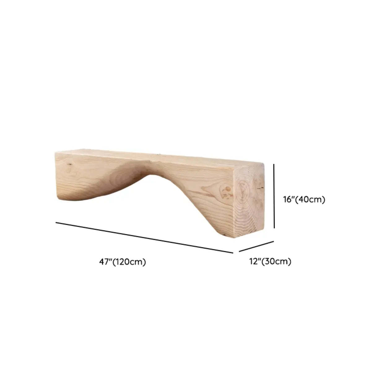 Modern Solid Wood Wave Bench — Natural / Single Arch
