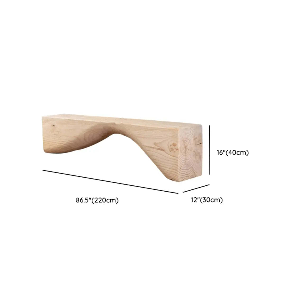 Modern Solid Wood Wave Bench