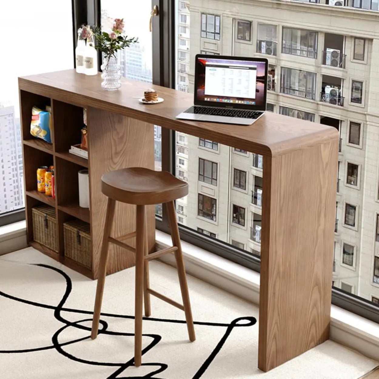 Space-Saving Bar Height Table with Storage