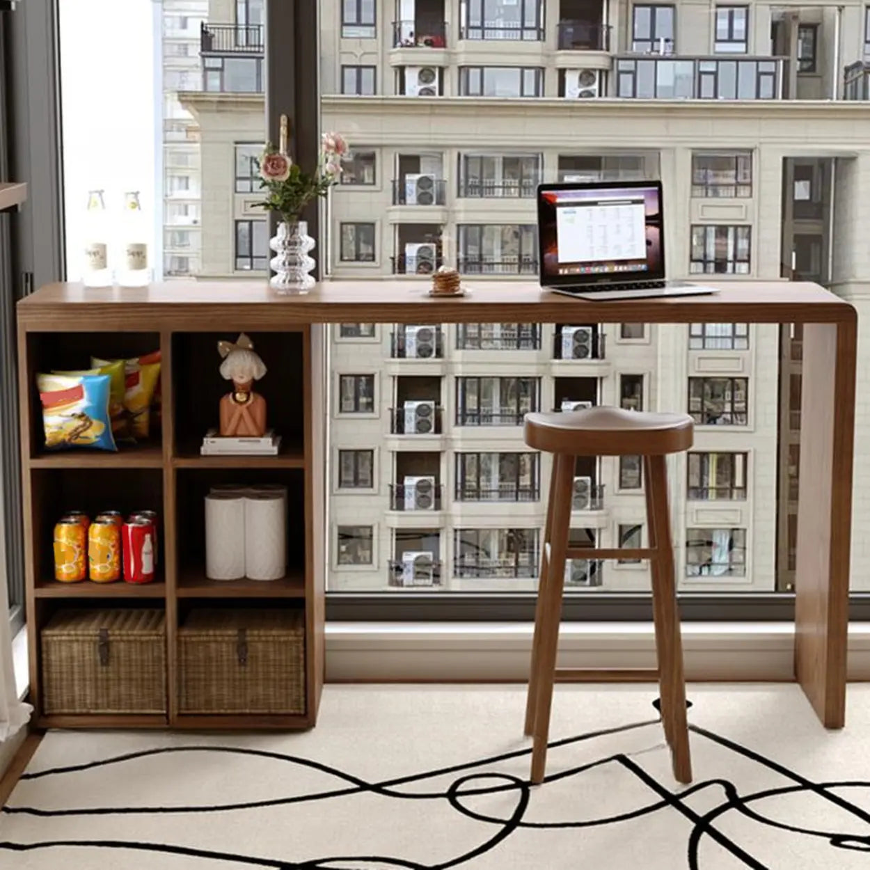 Space-Saving Bar Height Table with Storage