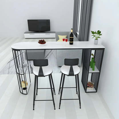 Modern Space-Saving Bar Table with Shelves — Gold / Table Only