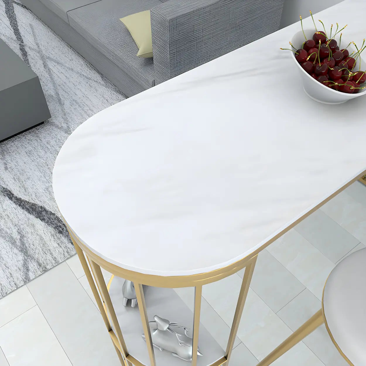 Modern Space-Saving Bar Table with Shelves — Gold / Table Only