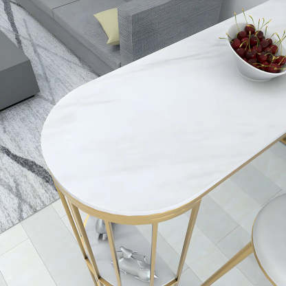 Modern Space-Saving Bar Table with Shelves — Gold / Table Only