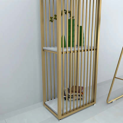 Modern Space-Saving Bar Table with Shelves — Gold / Table Only