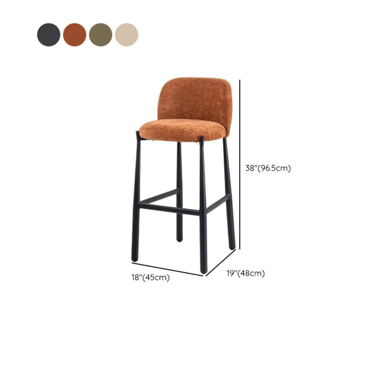 Modern Square Low-Back Upholstered Counter Bar Stool