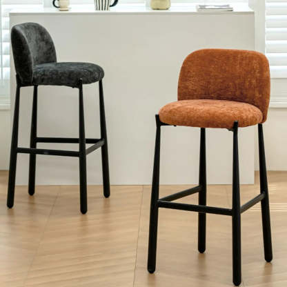 Modern Square Low-Back Upholstered Counter Bar Stool — Brown