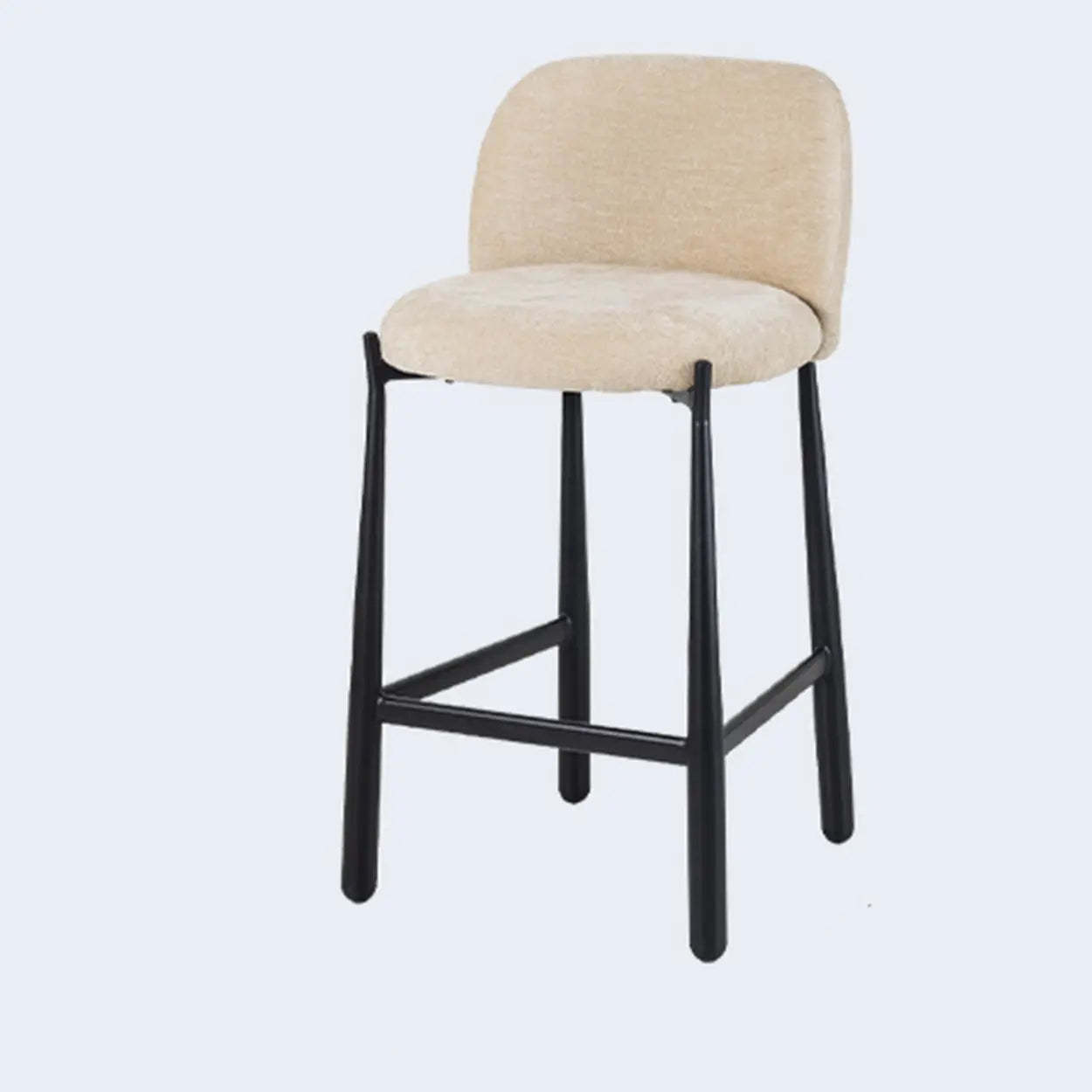 Modern Square Low-Back Upholstered Counter Bar Stool — Beige