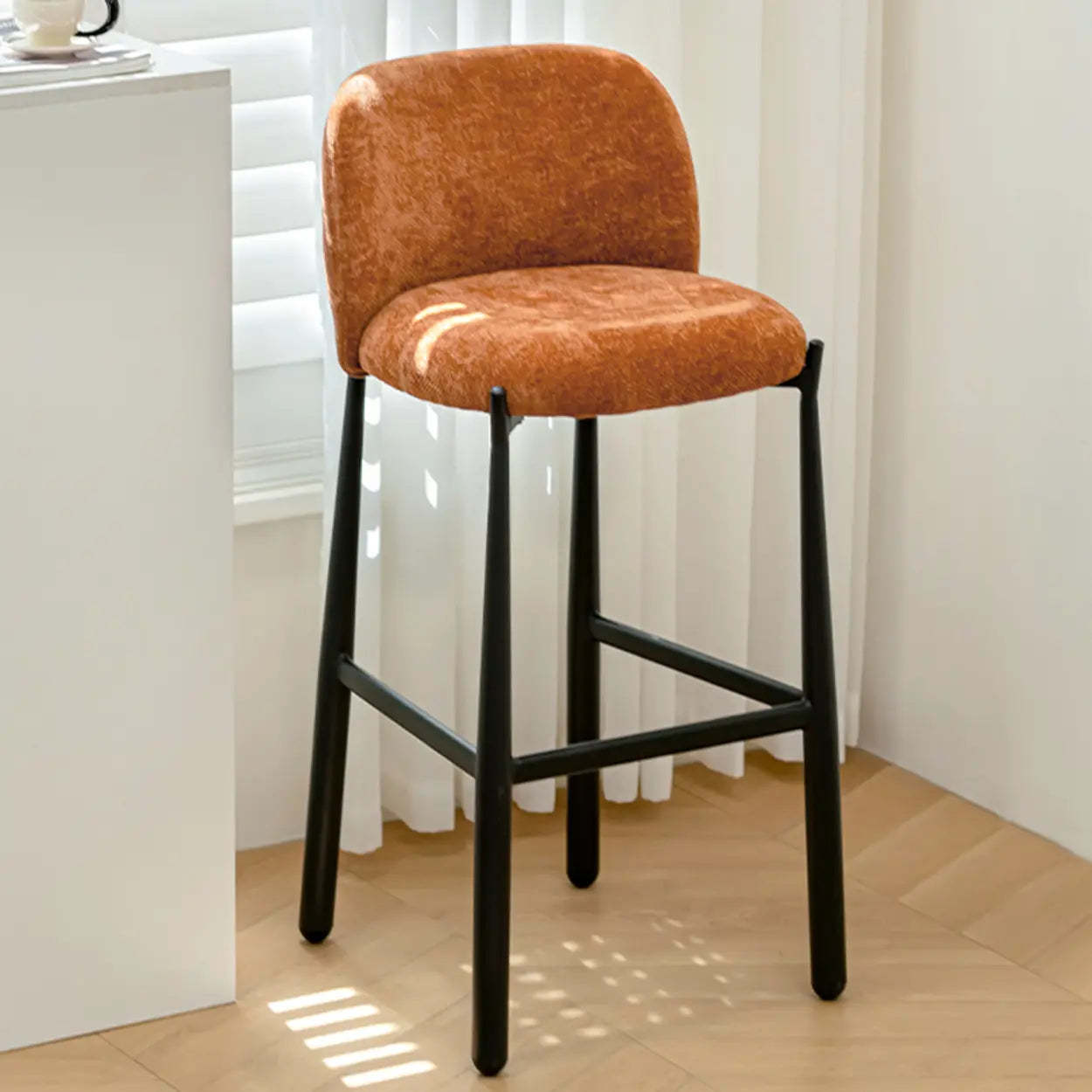 Modern Square Low-Back Upholstered Counter Bar Stool — Beige