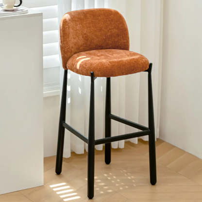 Modern Square Low-Back Upholstered Counter Bar Stool — Beige