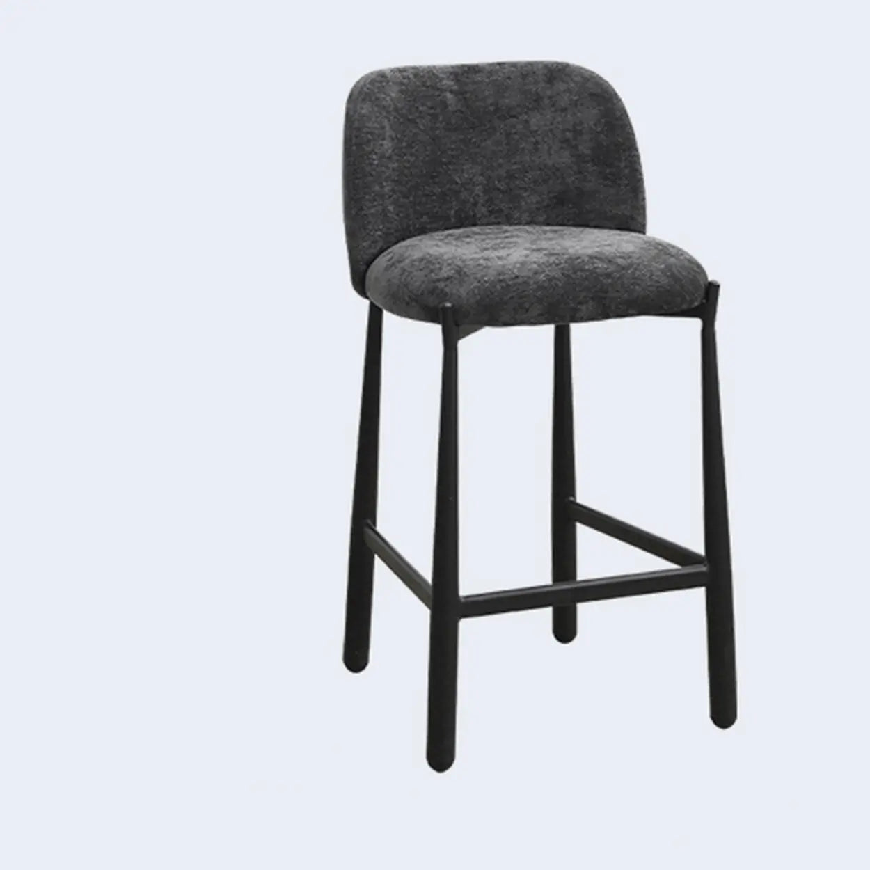 Modern Square Low-Back Upholstered Counter Bar Stool — Dark Gray