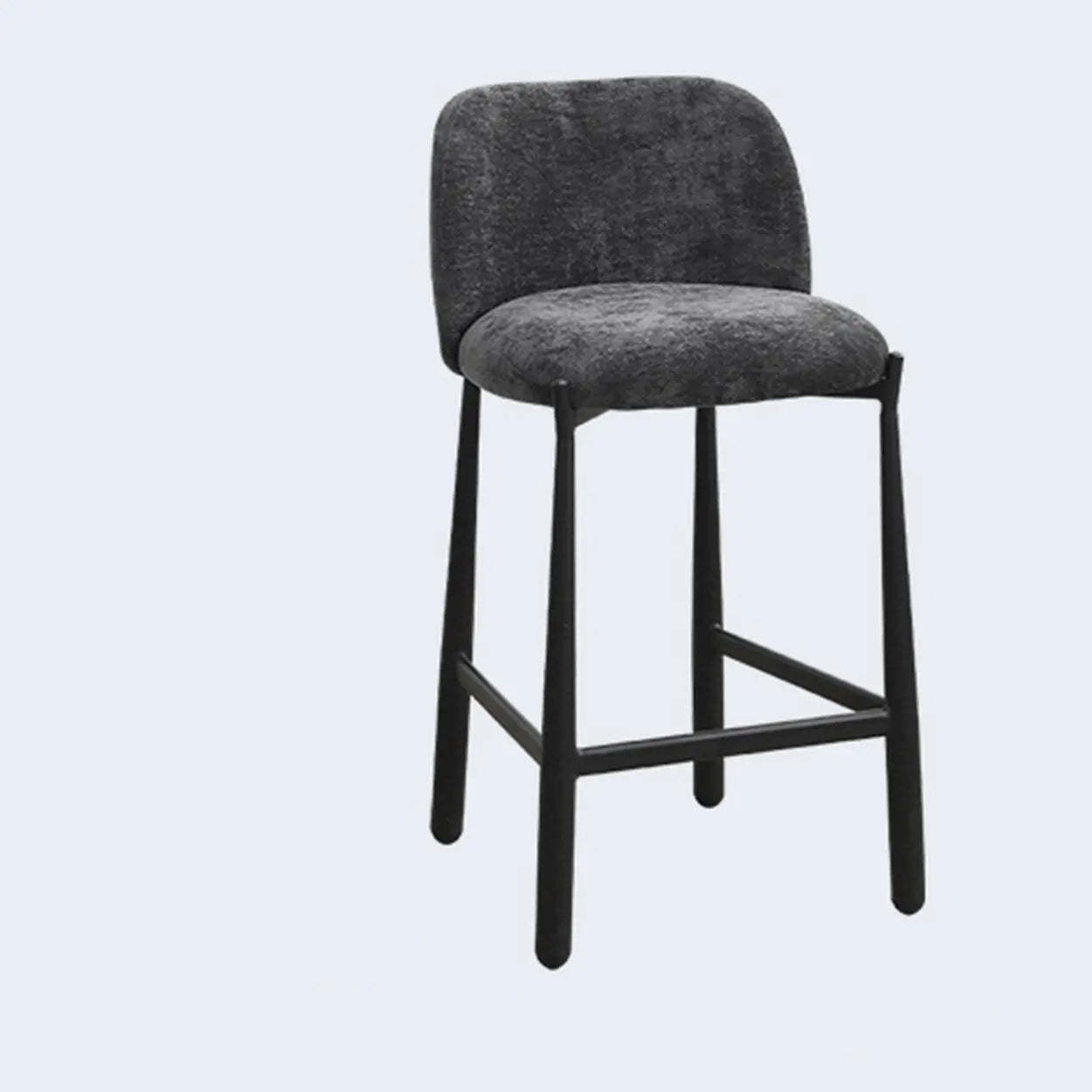 Modern Square Low-Back Upholstered Counter Bar Stool — Dark Gray