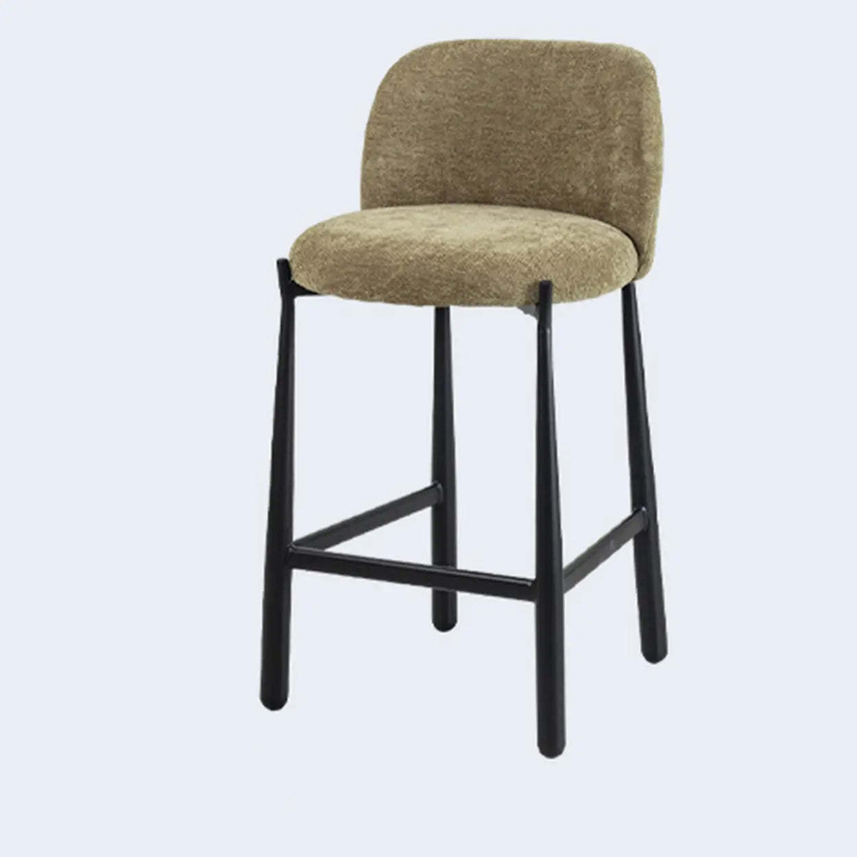 Modern Square Low-Back Upholstered Counter Bar Stool — Light Green